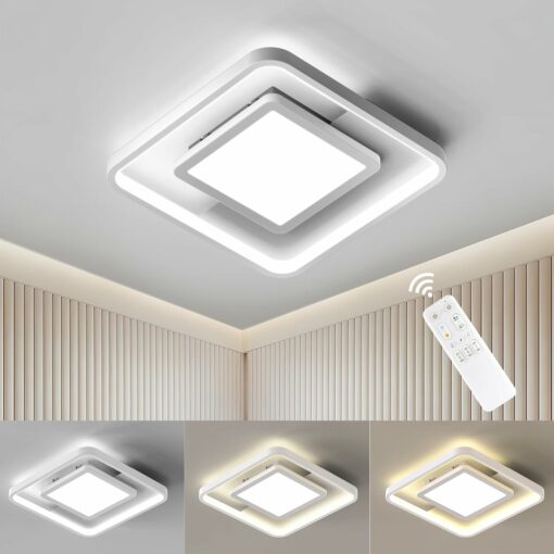 OTREN Plafoniera Led Soffitto Dimmerabile, 30CM Lampadario Camera da Letto con Telecomando, Moderna Luce Led per Soggiorno Cucina Corridoio Ufficio Garage, Quadrata, 30W, 3000LM