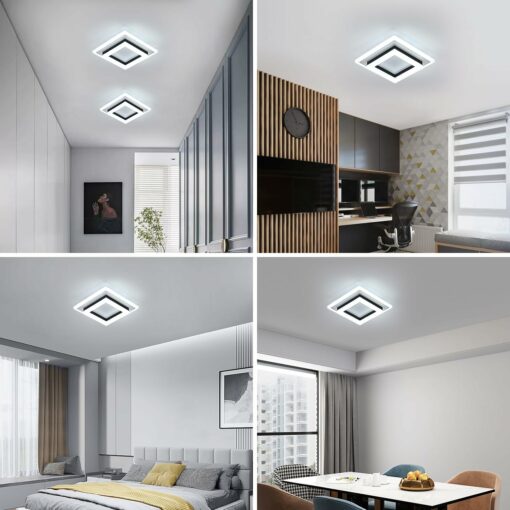 Comely Plafoniera LED Soffitto Moderna, 24W Lampada da Soffitto Quadrata, Lampadario LED Bianco in Acrilico per Camera da letto, Cucina, Corridoio, Luce Bianca Fredda 6500K