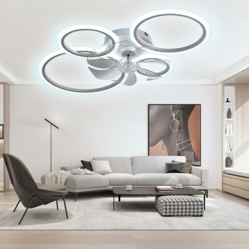 Ventilatore Da Soffitto Con Illuminazione, Plafoniera A LED Con Ventilatore E Telecomando Per App, Plafoniera Dimmerabile Da 96 W, Luce Temporizzata Per Ventilatore Per Soggiorno Camera Da Letto