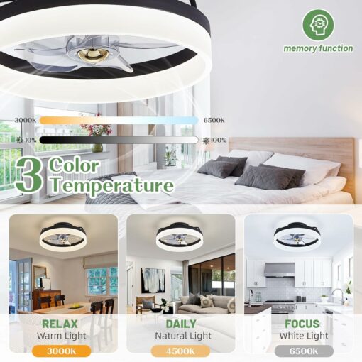 IZOWE Ventilatore da Soffitto con Luce 40CM Sottigliezza lampadario ventilatore LED Moderno reversibile ventilatore da soffitto 6 Velocità 3 Colori ventilatore a soffitto Tranquillo Cucina