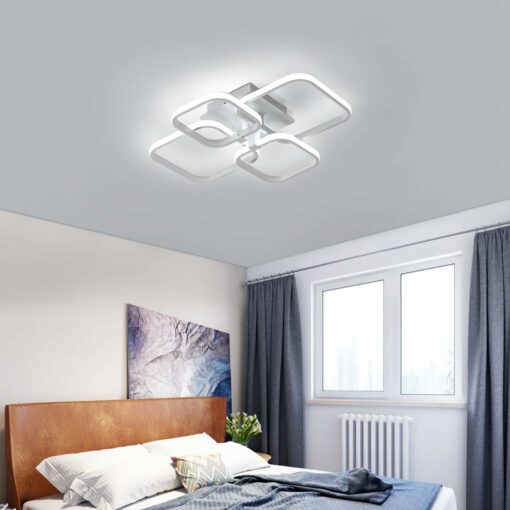 Comely Plafoniera LED Soffitto, 60W Lampadario Moderno, Quadrata Geometrica 4500LM Lampada a per Soggiorno Camera da Letto Cucina Sala Pranzo, Bianca Fredda 6500K, Bianco