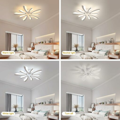 Comely Plafoniera LED Soffitto Dimmerabile, Lampada da Soffitto con Telecomando, 48W 5400LM 3000K~6500K Dia72cm, Acrilico Moderna Plafoniera per Soggiorno Camera da Letto, Bianco