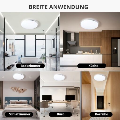 Plafoniera LED Soffitto, 32W Lampada da Soffitto 6500K, Plafoniere LED a Soffitto 1400LM, Lampadari Moderni per Soggiorno Camera da Letto Bagno Cucina Balcone, Ø30CM