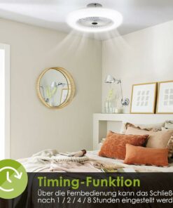 Lospitch Ventilatore a Soffitto con Lampada 80W, Ultra-Silenzioso 3 Velocità Regolabile Fan Plafoniera con Telecomando per Soggiorno Camera da Letto Sala da Pranzo Cucina φ55cm