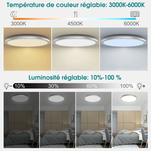 Plafoniera LED Soffitto Moderna, 24W Lampadario per Camera da Letto 3200LM Ø29,5cm, Lampada LED Soffitto RGB Dimmerabile Con Telecomando 13 Cambia Colore, Plafoniera Bagno lP54 Impermeabile , Cucina