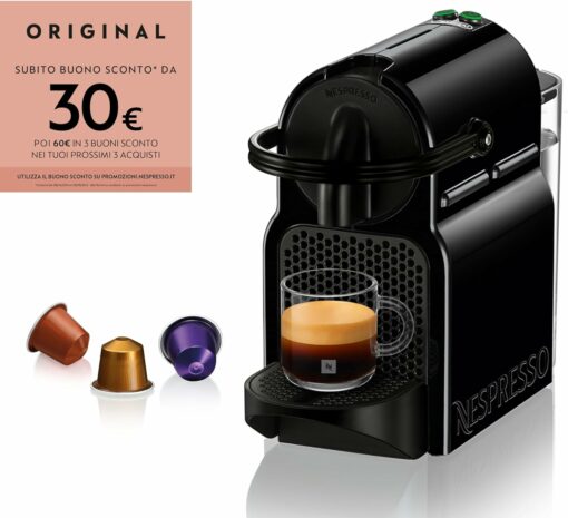 Nespresso Inissia EN80.B, Macchina da caffè di De'Longhi, Sistema Capsule Nespresso, Serbatoio acqua 0.7L, Nero