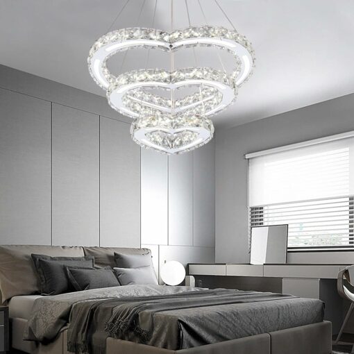 Lampadario moderno a LED lampada a sospensione in cristallo tavolo da pranzo camera da letto sala da pranzo lampada soggiorno lampada da soffitto in cristallo lampada a sospensione (Love234White)