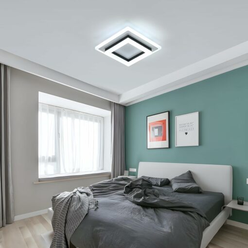 Comely Plafoniera LED Soffitto Moderna, 24W Lampada da Soffitto Quadrata, Lampadario LED Bianco in Acrilico per Camera da letto, Cucina, Corridoio, Luce Bianca Fredda 6500K