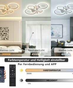 Ventilatore Da Soffitto Con Illuminazione, Plafoniera A LED Con Ventilatore E Telecomando Per App, Plafoniera Dimmerabile Da 96 W, Luce Temporizzata Per Ventilatore Per Soggiorno Camera Da Letto