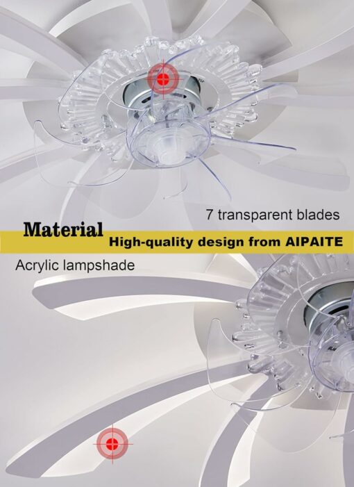 AiPaiTe Ventilatore dimmerabile,plafoniera con ventilatore a soffitto,plafoniera con telecomando,funzione di memoria e funzione di rotazione inversa 69CM