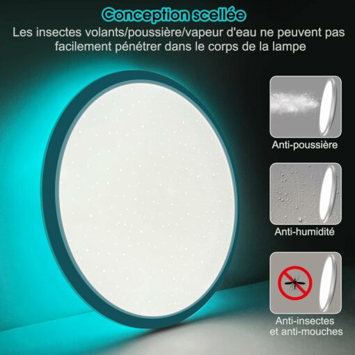 Plafoniera LED Soffitto Moderna, 24W Lampadario per Camera da Letto 3200LM Ø29,5cm, Lampada LED Soffitto RGB Dimmerabile Con Telecomando 13 Cambia Colore, Plafoniera Bagno lP54 Impermeabile , Cucina