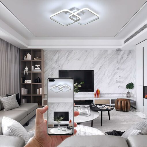 Osairous Plafoniera LED Soffitto Dimmerabile, 50W 5625LM Lampadario LED Soffitto con Telecomando 3000K-6500K, Quadrata Plafoniere Camera da Letto Moderna per Cucina Soggiorno Corridoio, 59CM