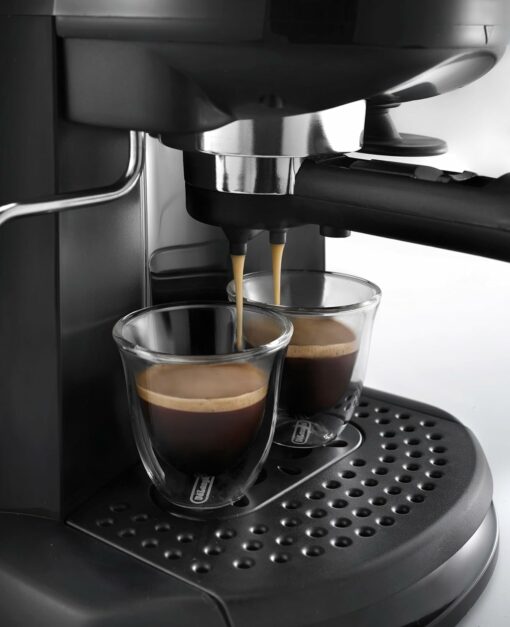 De'Longhi EC201.CD.B Macchina manuale da Caffè Espresso e Cappuccino, Caffè in Polvere o in Cialde E.S.E., Montalatte classico per Cappuccini, Serbatoio Estraibile da 1.1 L, Caldaia acciaio inox