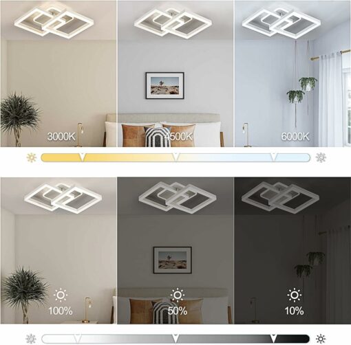 Anten plafoniera led soffitto moderna plafoniera salotto Dimmerabile, 40W 3600LM Lampada da Soffitto, Funzione di Memoria, per Soggiorno, Camera da Letto, Sala da Pranzo, Bianco 65x42x12cm