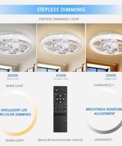 Fan Plafoniera, Ventilatore a soffitto a LED con illuminazione, 3 Temperatura di colore e 6 Velocità Ventilatore a soffitto con lampada, Ventilatore moderno con luce per camera da letto, soggiorno