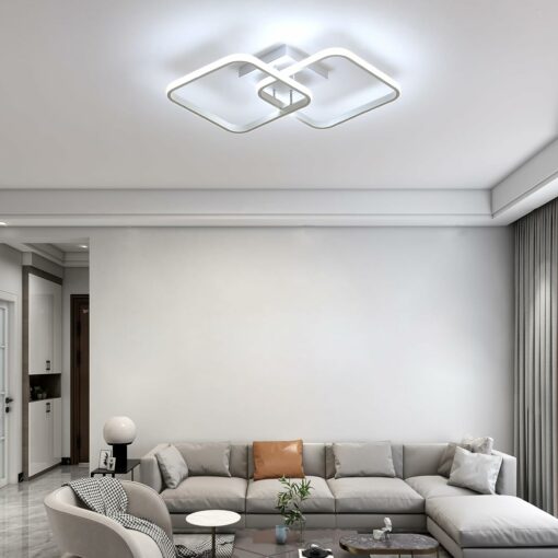 Osairous Plafoniera LED Soffitto 42W 4700LM, Lampada da Soffitto Quadrata Moderna Bianco, Plafoniera in Acrilico per Camera da Letto Soggiorno Cucina Studio Ufficio, 6500K Luce Bianca Fredda, 59CM