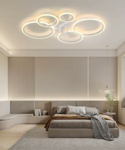 ycwdcz Lampadario Moderno Bianco con Ventilatore da Soffitto Silenzioso Cerchio Ventilatore Soffitto con Luce e Telecomando Motore DC Reversibile Modalità Estate Inverno per Soggiorno Cucina, 100cm