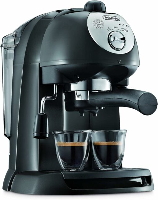 De'Longhi EC201.CD.B Macchina manuale da Caffè Espresso e Cappuccino, Caffè in Polvere o in Cialde E.S.E., Montalatte classico per Cappuccini, Serbatoio Estraibile da 1.1 L, Caldaia acciaio inox