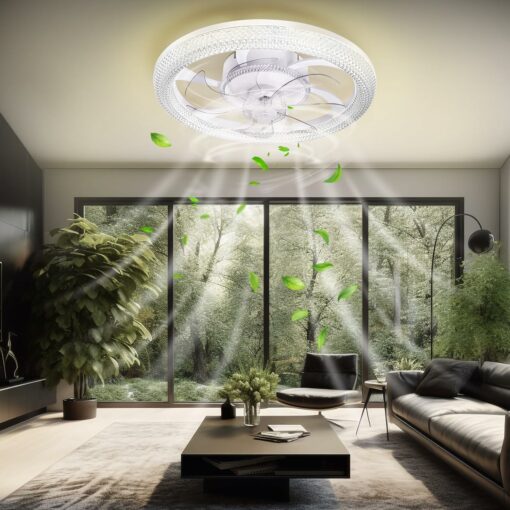 Fan Plafoniera, Ventilatore a soffitto a LED con illuminazione, 3 Temperatura di colore e 6 Velocità Ventilatore a soffitto con lampada, Ventilatore moderno con luce per camera da letto, soggiorno