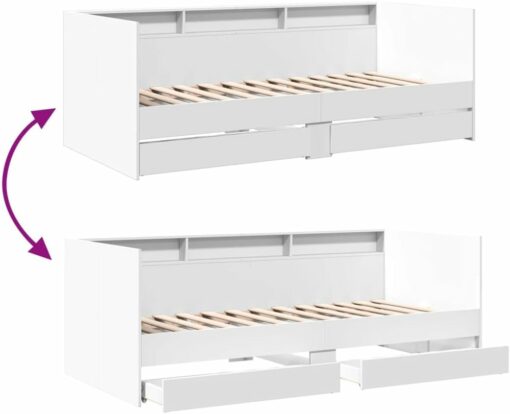 vidaXL Divano Letto con Cassetti senza Materasso Bianco 90x190 cm