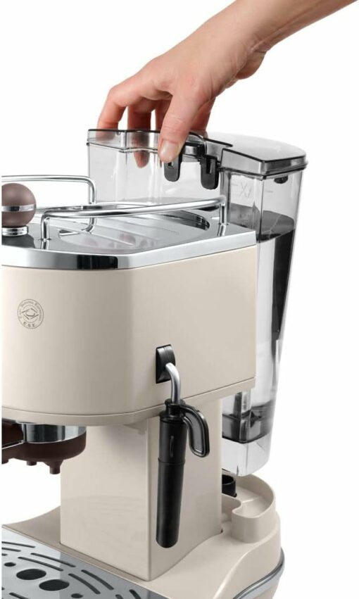 De'Longhi Icona Vintage ECOV311.BG Macchina da Caffè Espresso Manuale e Cappuccino, Caffè in Polvere e Cialde E.S.E., Spegnimento automatico, Montalatte classico, Filtro Singolo e Doppio, Beige