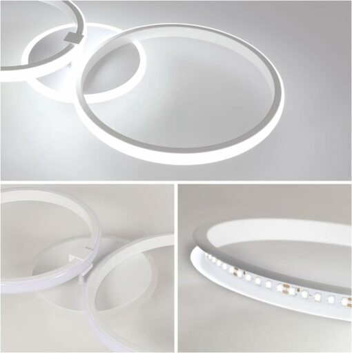 Comely Plafoniera LED Soffitto Moderna, 42W 4700LM Lampada da Soffitto Plafoniera 3 Rotonda, Bianco Lampadario Acrilico per Soggiorno Camera da Letto Cucina Sala da Pranzo, Bianco Freddo 6500K