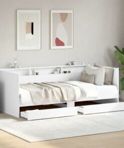 vidaXL Divano Letto con Cassetti senza Materasso Bianco 90x190 cm