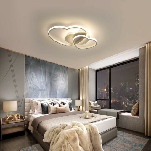 Riserva Plafoniera LED Soffitto Moderna Dimmerabile, 64W 4800LM Lampada da Soffitto Design a Forma di Cuore, Plafoniera con Telecomando/APP per Camera da Letto, Soggiorno, Cucina, Φ50cm