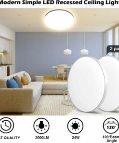 OUILA Plafoniera LED Soffitto 24W [2 Pezzi], Lampada da Soffitto 4000K 2000LM Plafoniera Bagno IP44 Impermeabile Rotonda Ø28CM Lampadario LED Moderna Luce Soffitto per Cameretta, Cucina, Soggiorno