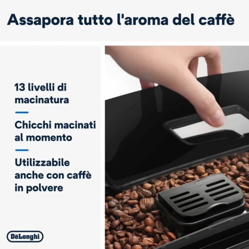 De'Longhi Perfetto Magnifica S ECAM11.112.B, Macchina da caffè Automatica per Espresso e Cappuccino, Chicchi macinati al momento, 4 Bevande One Touch, Montalatte classico, Spegnimento Automatico