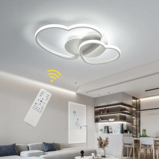 Riserva Plafoniera LED Soffitto Moderna Dimmerabile, 64W 4800LM Lampada da Soffitto Design a Forma di Cuore, Plafoniera con Telecomando/APP per Camera da Letto, Soggiorno, Cucina, Φ50cm