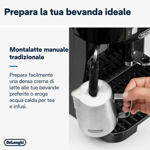 De'Longhi Perfetto Magnifica S ECAM11.112.B, Macchina da caffè Automatica per Espresso e Cappuccino, Chicchi macinati al momento, 4 Bevande One Touch, Montalatte classico, Spegnimento Automatico