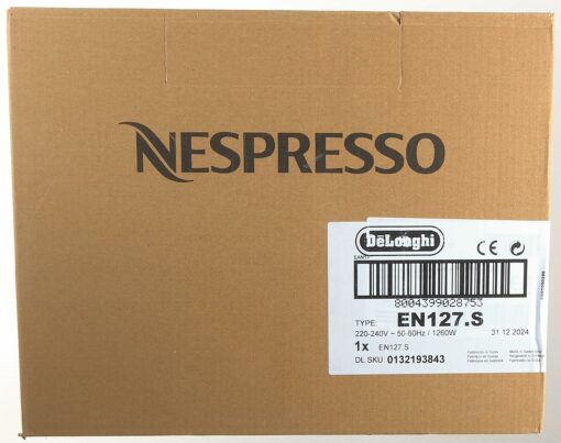 Nespresso De'Longhi Pixie EN127.S, Macchina da Caffè con Sistema Capsule Nespresso, Modalità ECO, Espresso e Caffè Lungo, Design Compatto, Pressione 19 Bar, 1260W, Silver