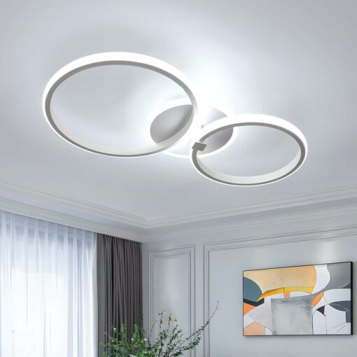 Comely Plafoniera LED Soffitto Moderna, 42W 4700LM Lampada da Soffitto Plafoniera 3 Rotonda, Bianco Lampadario Acrilico per Soggiorno Camera da Letto Cucina Sala da Pranzo, Bianco Freddo 6500K