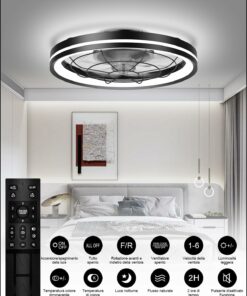 Airwit 48cm Ventilatore da Soffitto Silenzioso con Luce e Telecomando, Dimmerabile Lampada Ventilatore da Soffitto Moderno con Reversibile Motore DC, Lampadario Ventilatore per Camera da Letto, Cucina