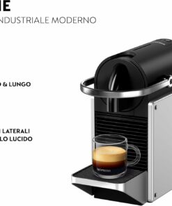 Nespresso De'Longhi Pixie EN127.S, Macchina da Caffè con Sistema Capsule Nespresso, Modalità ECO, Espresso e Caffè Lungo, Design Compatto, Pressione 19 Bar, 1260W, Silver