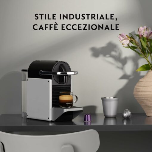 Nespresso De'Longhi Pixie EN127.S, Macchina da Caffè con Sistema Capsule Nespresso, Modalità ECO, Espresso e Caffè Lungo, Design Compatto, Pressione 19 Bar, 1260W, Silver