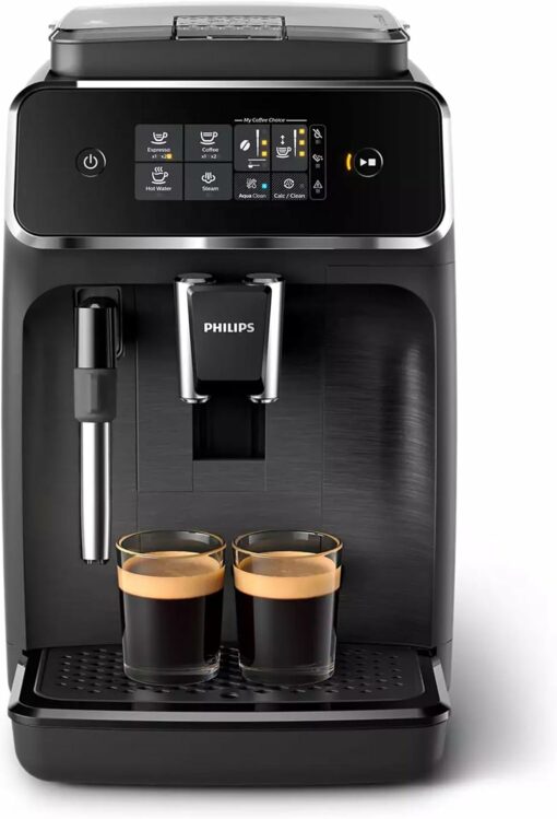 Philips 2200 Series Macchina da Caffè Automatica - Montalatte Classico, Display Touch Intuitivo, Nero Opaco (EP2220/10)