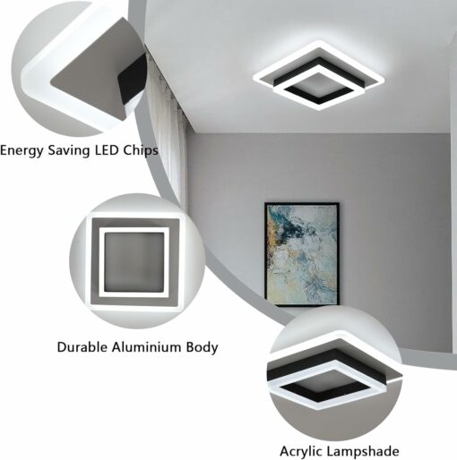 Plafoniera LED Soffitto Moderna, LED integrati 30W 3250LM Lampada da Soffitto Bianco Freddo 6500K, Lampadario Soffitto Quadrata in Acrilico per Soggiorno, Bagno, Camera da letto, Cucina, Corridoio