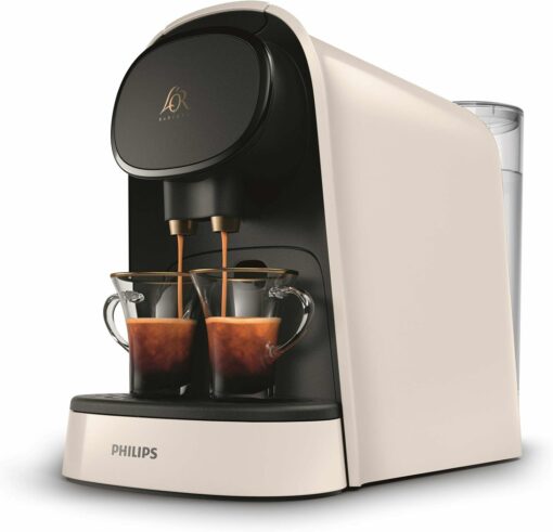 Philips Domestic Appliances L'OR - Barista, macchina da caffè con capsule classiche o doppie, 19 bar di pressione, serbatoio 1 l, 9 capsule incluse, bianco satinato, LM8012/00