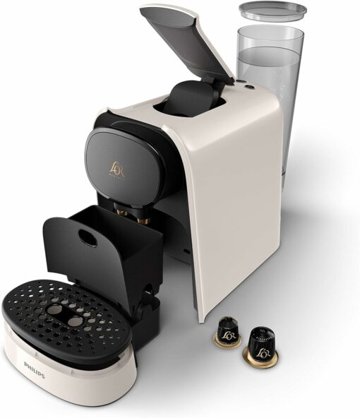 Philips Domestic Appliances L'OR - Barista, macchina da caffè con capsule classiche o doppie, 19 bar di pressione, serbatoio 1 l, 9 capsule incluse, bianco satinato, LM8012/00